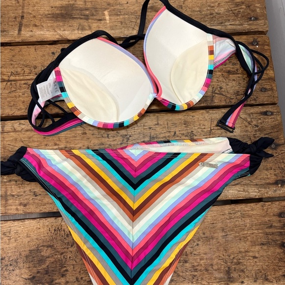 Skye Swimwear Pink and Blue Bikini Set with Push-Up Top - Picture 4 of 6